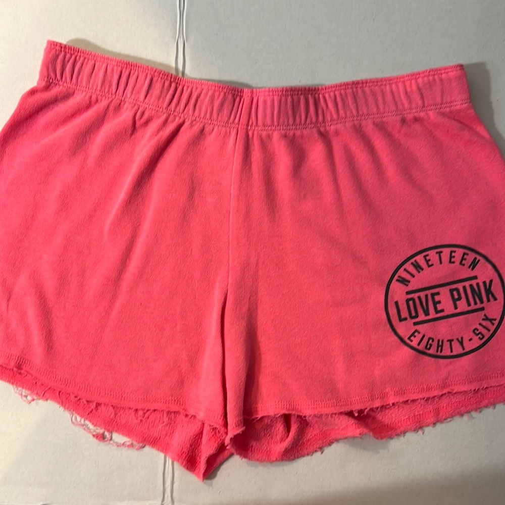 Pink Victoria’s Secret Pink Pull On Raw Hem Sweat Shorts Elastic Waist SP